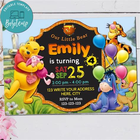 Pooh Invitation Template