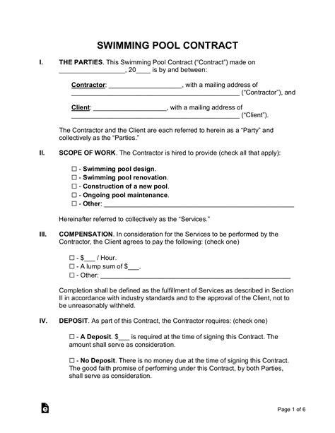 Pool Service Contract Template