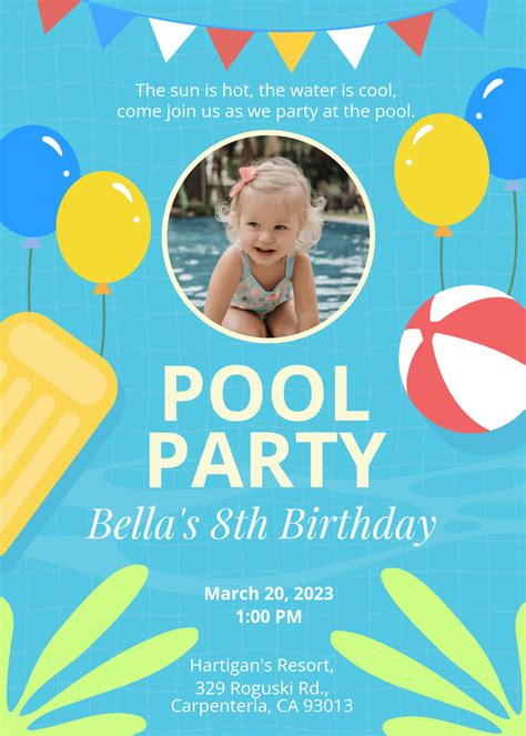 Pool Party Invitations Template – Free Editable Template & Examples