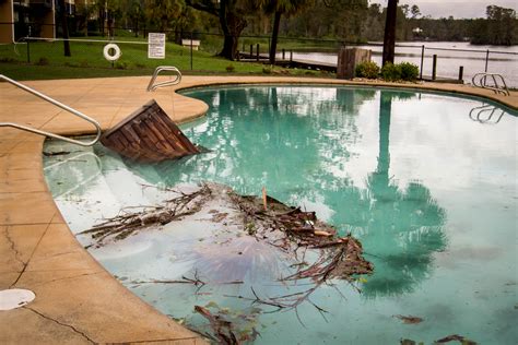 Pool damage after a hurricane