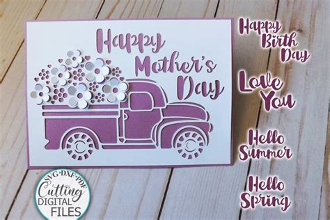 Download Pop Up Floral Car Mothers Day Card... Commercial Use DXF Files