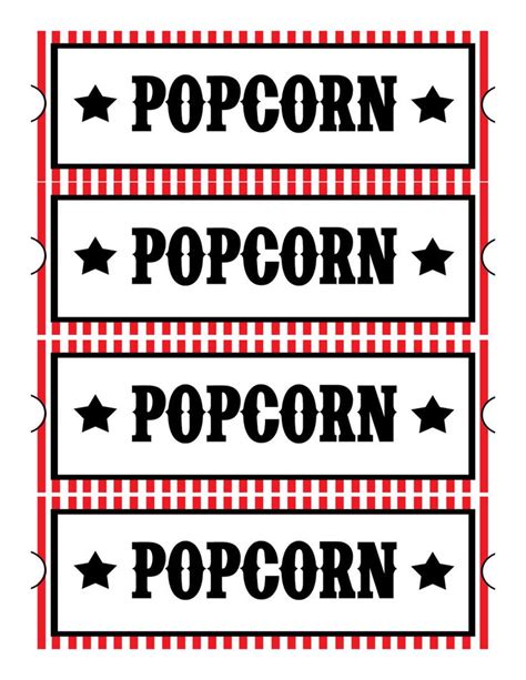 Popcorn Ticket Printable