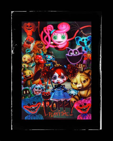Image of Poppy Playtime game poster featuring a creepy doll and an abandoned toy <a href=