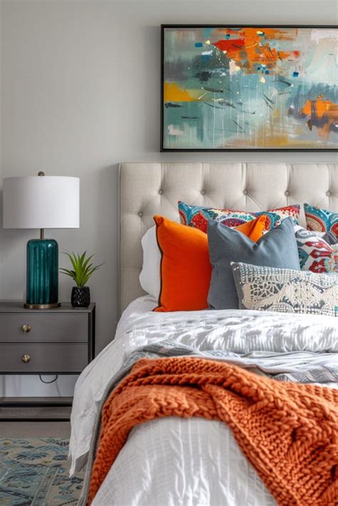 Pops of color in bedroom