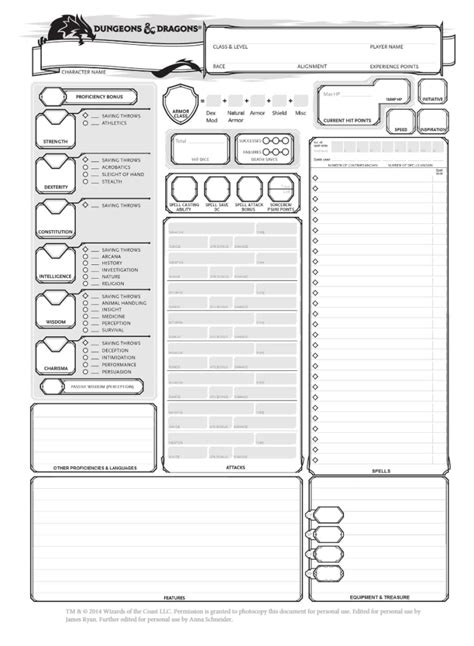 Popular Character Sheets