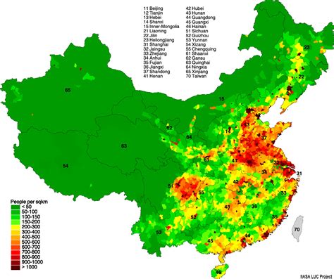 Population Density Distribution in China