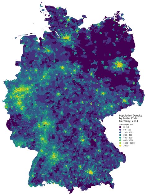 Population density in Germany [OC] r/MapPorn