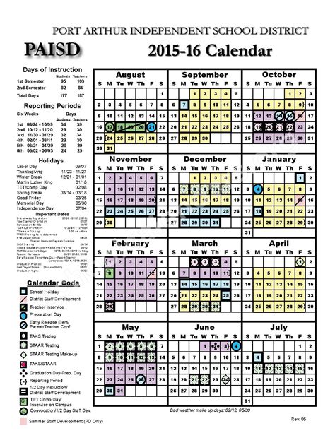 Port Arthur Isd Calendar