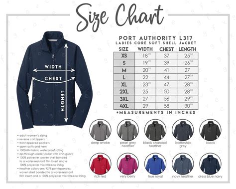 Port Authority Jacket Size Chart
