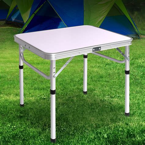 Portable Folding Camping Table Aluminum Alloy Height Adjustable Rolling