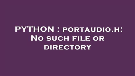 th?q=Portaudio - Fixing PortAudio's No Such File Or Directory Error
