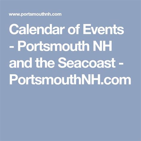 Portsmouth Nh Calendar Of Events