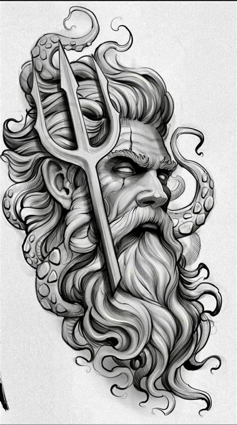 Poseidon Tattoo Drawing