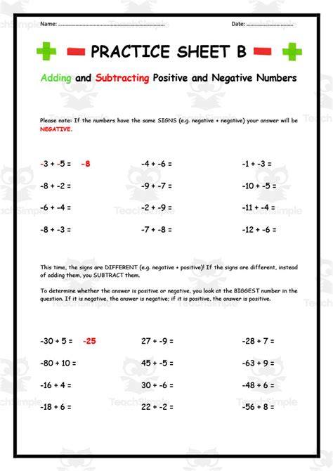 Positive And Negative Worksheets – Free Printable Practice Sheets Pdf ...