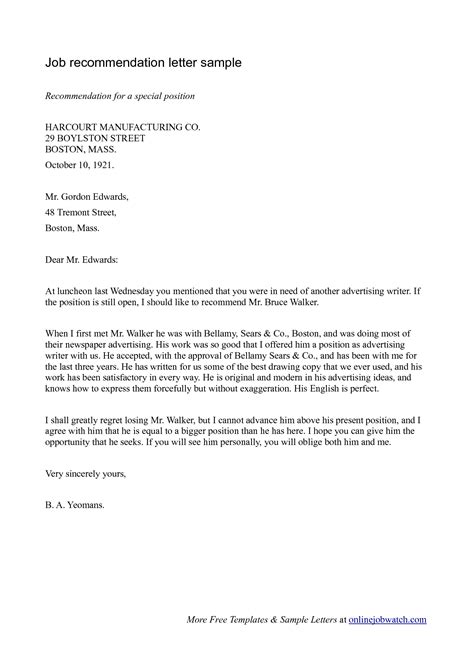 Positive Recommendation Letter Samples In English
