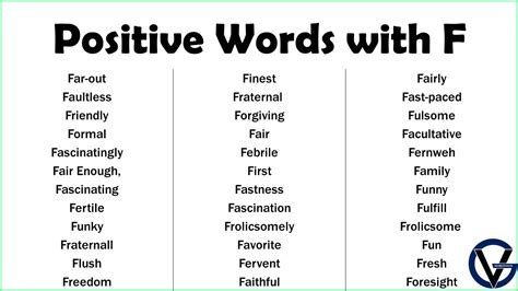 Positive Words That Start With F