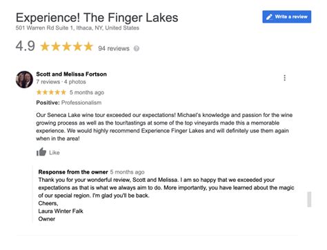 Positive tour review