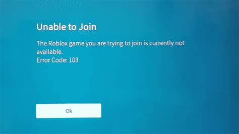Possible Reasons for Roblox Error Code 103