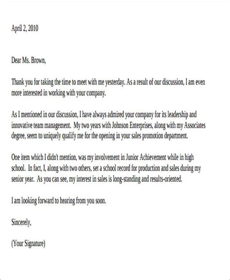 Post Interview Thank You Letter Template