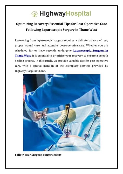 Post-Surgery Care and Recovery Tips