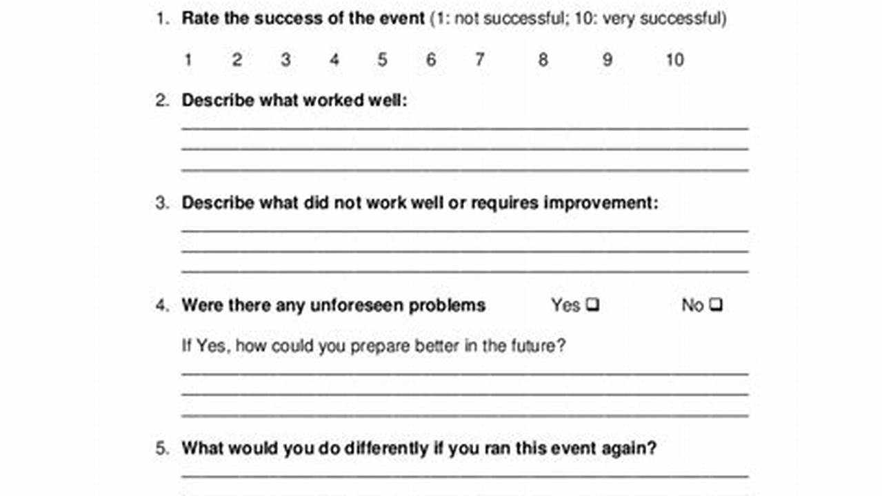 Post-party Evaluation, Excel Templates