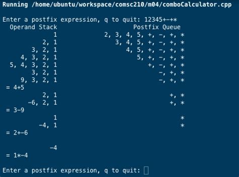 Postfix Calculator C++