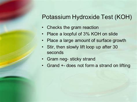 Potassium Hydroxide Preparation Test and interpretation