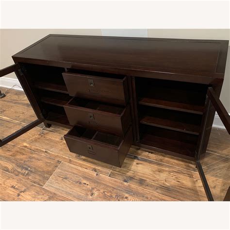 Pottery Barn Rhys Media Console in the bedroom