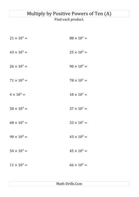 Power Of 10 And Exponents Worksheets