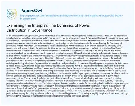 Power Distribution Dynamics