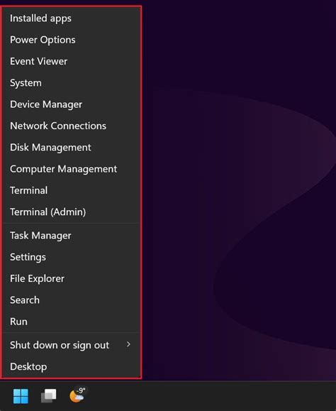 Power Menu Shortcuts