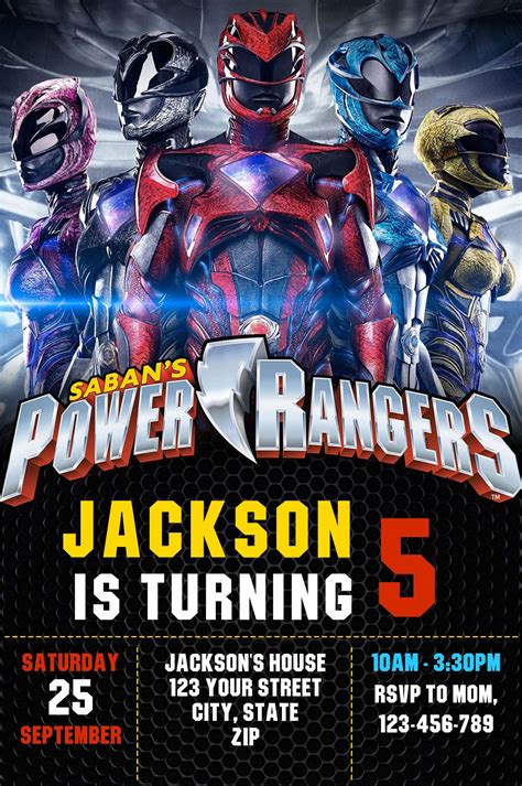 Power Rangers Invitation Template Free