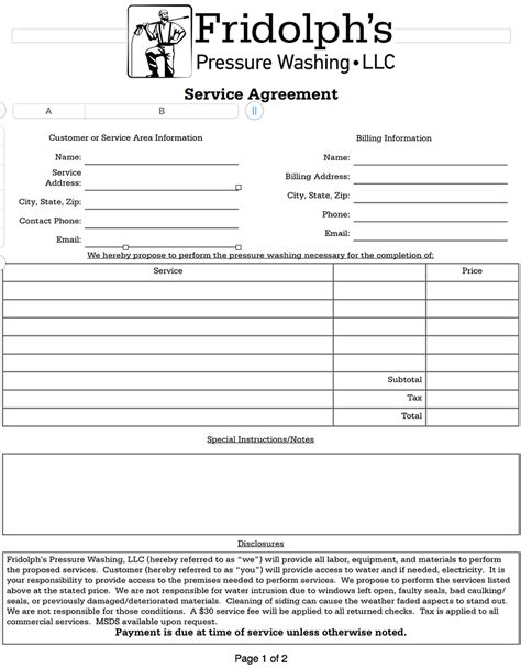 Power Washing Contract Template