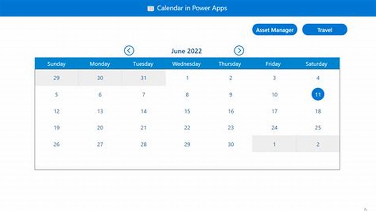Powerapps Calendar Control