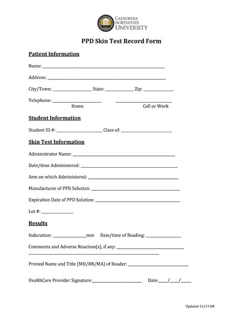 Ppd Test Form Printable