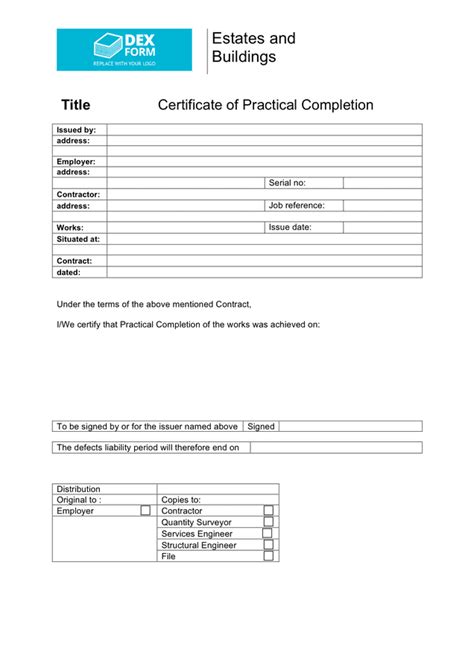 Certificate Of Practical Completion / That all charges or bills