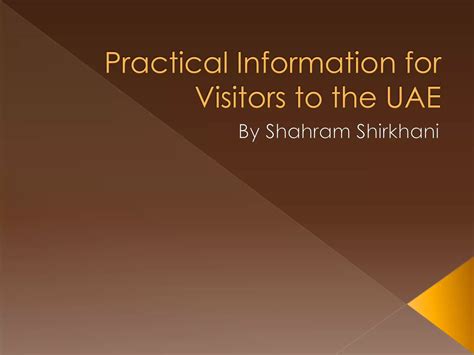 Practical Information Visitors