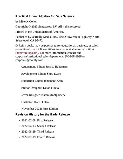 Practical Linear Algebra For Data Science Highlights