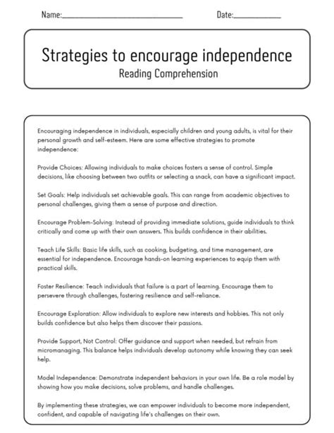 Practical Strategies to Encourage Independence