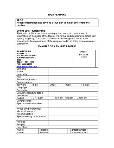 Practical Tour Information