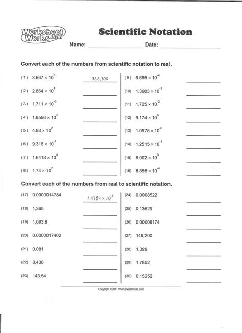 Practice Scientific Notation Worksheet