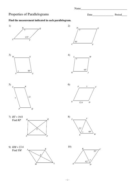 Discover the Secrets of Parallelograms: Practice 6 2 Properties of Parallelograms Answers Revealed!