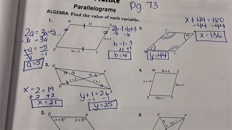 Unlock the Secret of Parallelograms: Practice 6-2 Properties of Parallelograms Worksheet Answers Revealed!