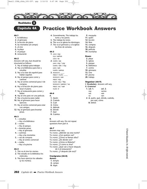 Practice Workbook Answers
