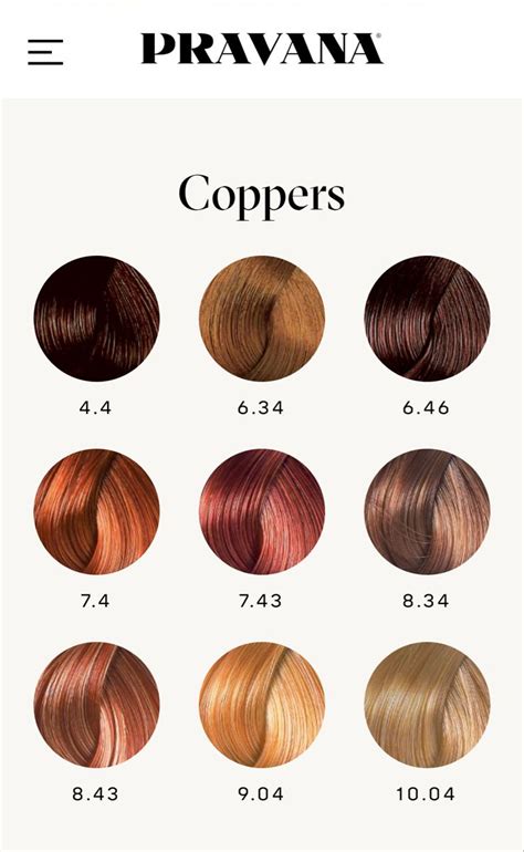 Pravana Copper Color Chart