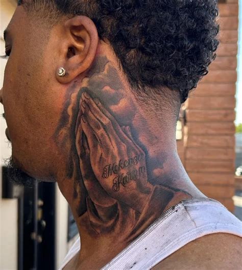 Prayer Hands Neck Tattoo