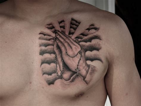 51 Stylish Praying Hands Tattoos On Chest