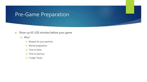 Pre-Game Preparation