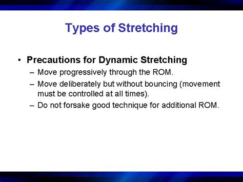 Precautions for Dynamic Stretching