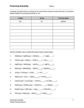 Precipitation Reaction Worksheet